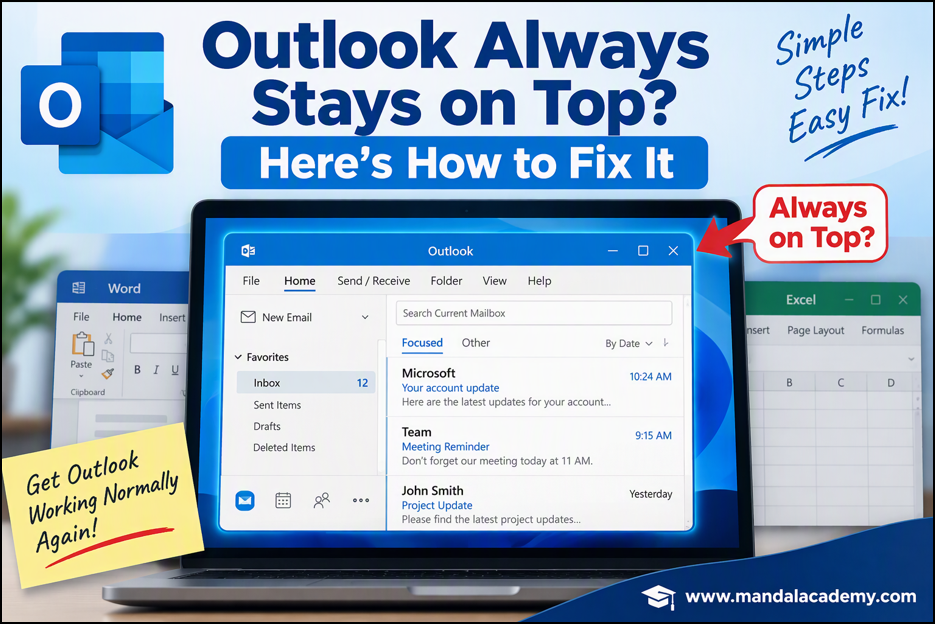 Outlook Always Stays on Top? Fix the Outlook Window Staying Above All Other Applications